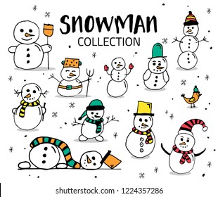 Snowman Hand draw collection