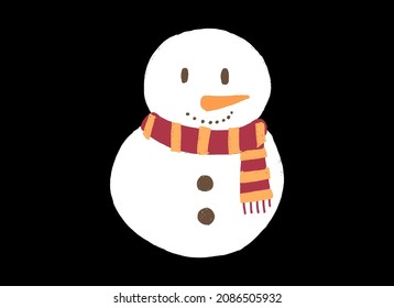 Snowman hand drawn isolated  on png or transparent  background. Graphic resources for Christmas, New Year, Birthdays and luxury card. Vector illustration 