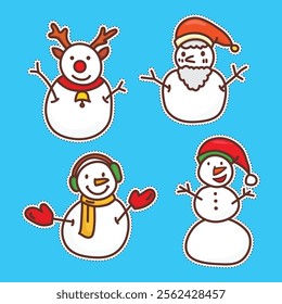 Snowman hand drawn sticker illistration