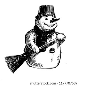 snowman, hand drawn vector illustration