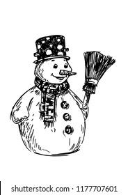 snowman, hand drawn vector illustration
