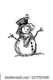 snowman, hand drawn vector illustration