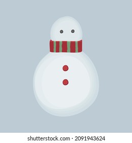 Snowman - hand drawn vector illustration, isolated object. Flat color design.