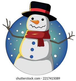 Snowman happy decoration inside circle