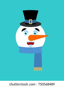 Snowman happy emotion avatar. Merry emoji face. New Year and Christmas vector illustration