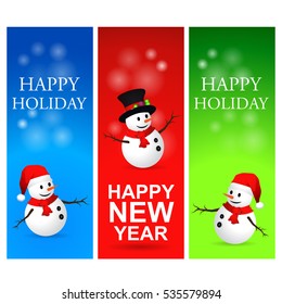 Snowman and Happy New Year festivities.