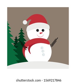 Snowman , Happy new year and merry chrismas scene