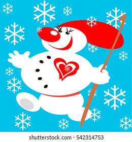 Snowman, Happy New Year, vector, isolated