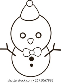 a snowman with a hat and bow tie coloring page