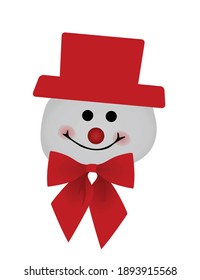 Snowman with hat and bow, vector 