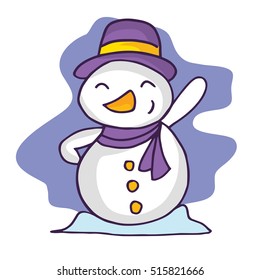Snowman with hat character Christmas