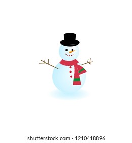 Snowman in a hat during winter holidays.