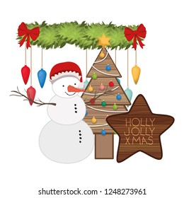 snowman with hat and garland icon