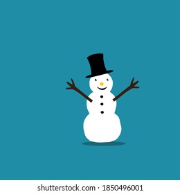 
Snowman with hat isolated on blue background