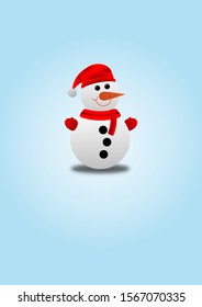 Snowman with hat and isolated on white background. Vector illustration