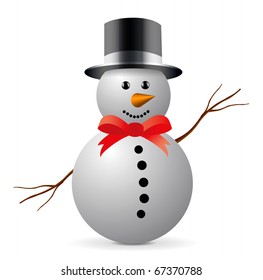 Snowman with hat isolated on white background
