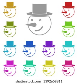 Snowman in a hat multi color icon. Simple glyph, flat vector of Christmas joy icons for UI and UX, website or mobile application