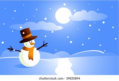 snowman with hat are on a blue background