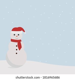 snowman with hat on color background