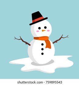 snowman with hat and orange scarf vector design