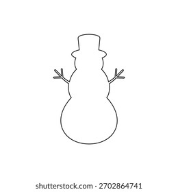 Muñeco de nieve con diseño plano de Vector de icono de contorno de sombrero sobre fondo blanco.