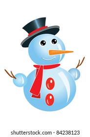 snowman in hat over white