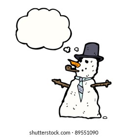snowman with hat, pipe and scarf