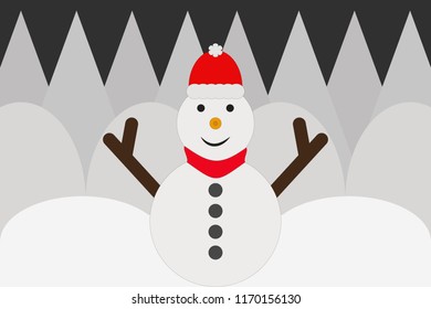 Snowman with hat and scarf.