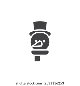 Snowman with a hat, scarf, and carrot nose vector icon. filled flat sign for mobile concept and web design. Snowman glyph icon. Symbol, logo illustration. Vector graphics