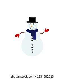 Snowman in the hat, scarf and gloves