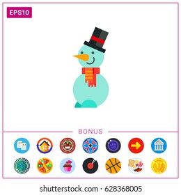 Snowman in Hat and Scarf Icon