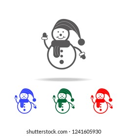 snowman with hat and scarf icon. Elements of Christmas holidays in multi colored icons. Premium quality graphic design icon. Simple icon for websites, web design, mobile app