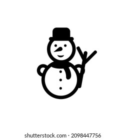 Snowman with hat and scarf isolated on white background. Vector illustration.