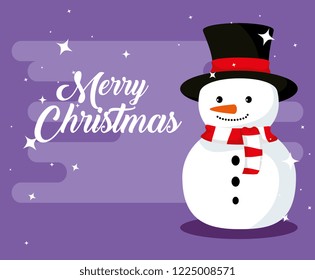 snowman with hat and scarf to merry christmas event