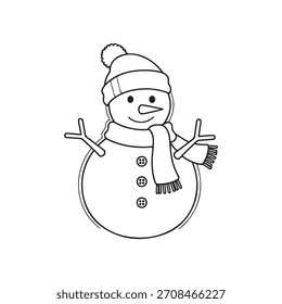 Muñeco de nieve con sombrero y bufanda de diseño de ilustración plana de Vector