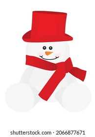 Hombre de nieve con sombrero y bufanda, vector 