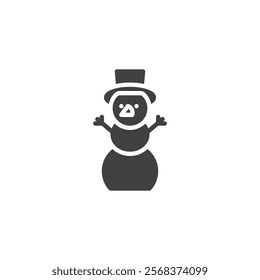 Snowman with a hat and scarf vector icon. filled flat sign for mobile concept and web design. Snowman glyph icon. Symbol, logo illustration. Vector graphics