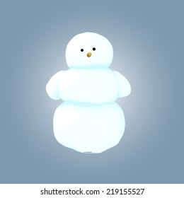 Snowman in hat and scarf. Vector illustration. Xmas