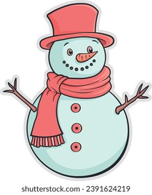 snowman with hat and scarf without background