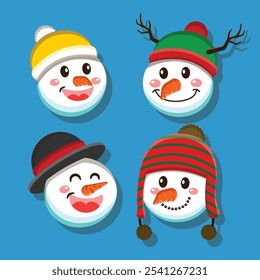 snowman with hat set  in vector
