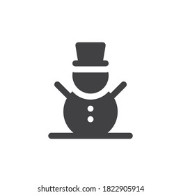 Snowman with hat vector icon. filled flat sign for mobile concept and web design. Xmas snowman glyph icon. Symbol, logo illustration. Vector graphics