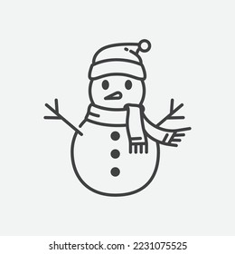 Snowman with hat vector. Snowman icon template. Winter symbol icon. Christmas and New Year greeting card design element. Vector illustration