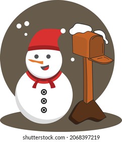 snowman with hat in winter