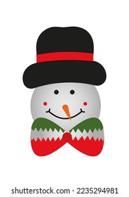 Snowman Head For Decoration On White Background Vector