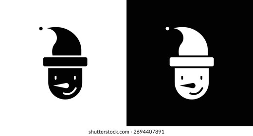 Snowman head icon illustration element design. black glyph icons