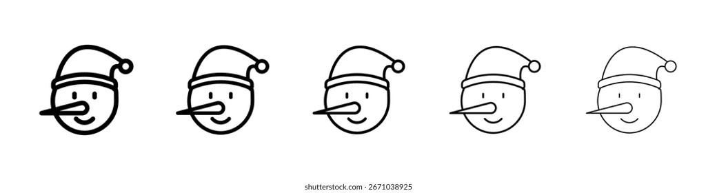 Snowman head icon logo in stroke lines collection