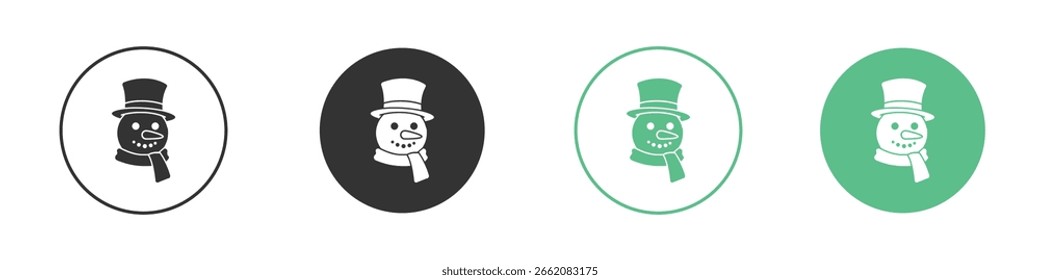 Icono de cabeza de muñeco de nieve Minimal Flat Line Vector Icon Set.