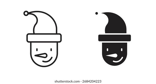 Icono de cabeza de muñeco de nieve para Diseños web. conjunto de iconos de contorno y Clipart