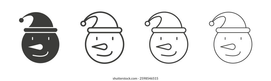 Snowman head line icon vector illustration set.