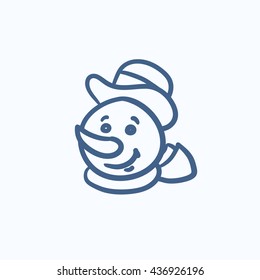 Snowman head vector sketch icon isolated on background. Hand drawn Snowman head icon. Snowman head sketch icon for infographic, website or app.